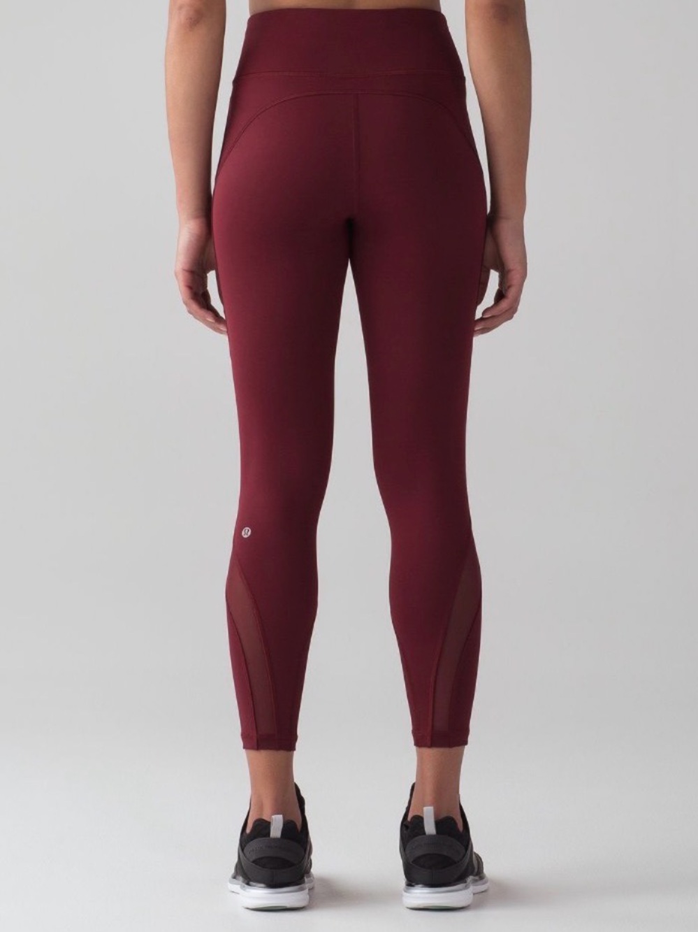 🍋 Lululemon Invigorate “Crop” Leggings in Deep Rouge Side Mesh Detail - 4